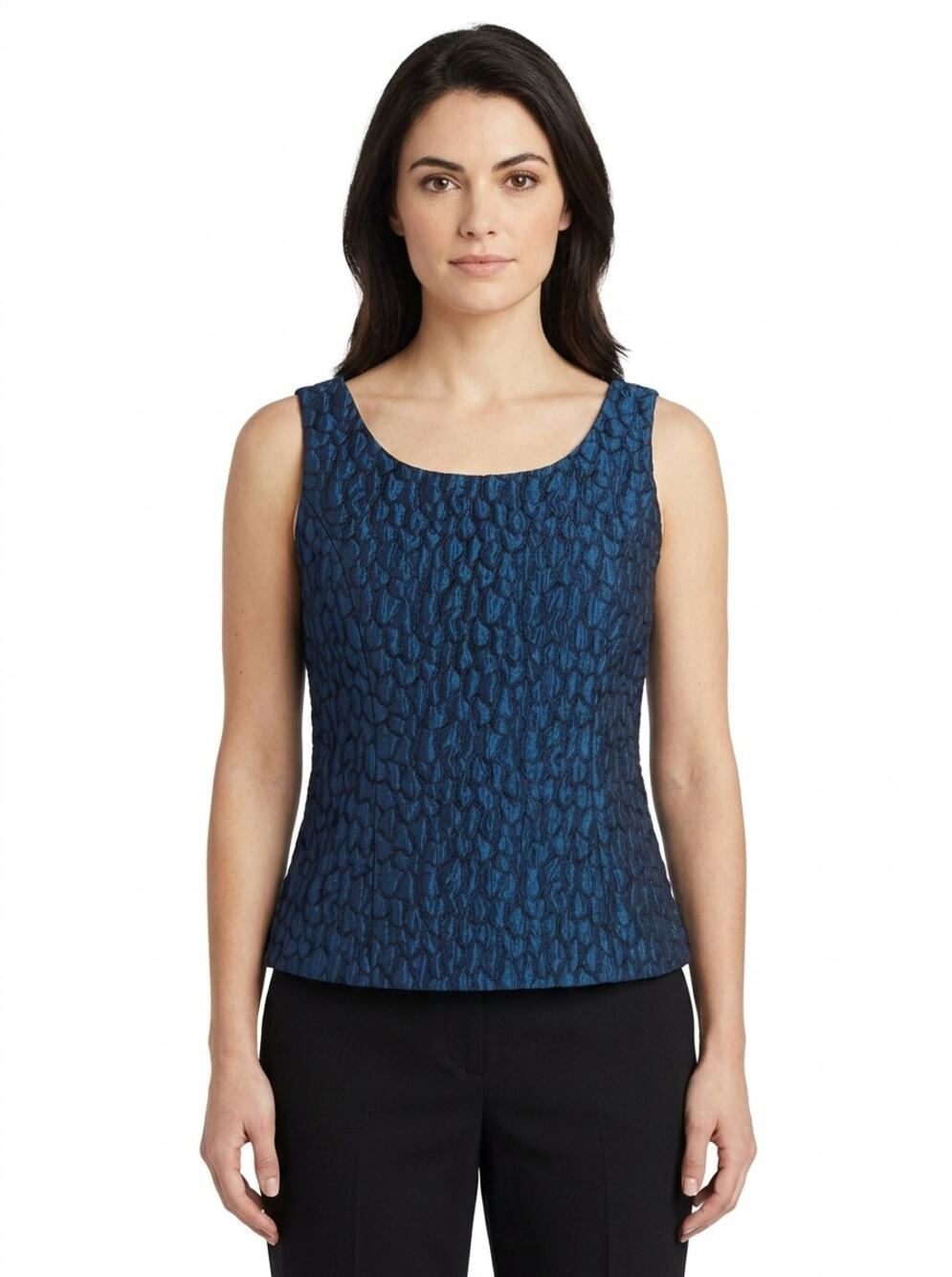 Kasper Blue Scoop Neck Sleeveless Lightweight Lined Top Women Size 2P